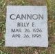 Headstone, Cannon, Billy E.