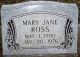 Headstone, Ross, Mary Jane (1900-1976)